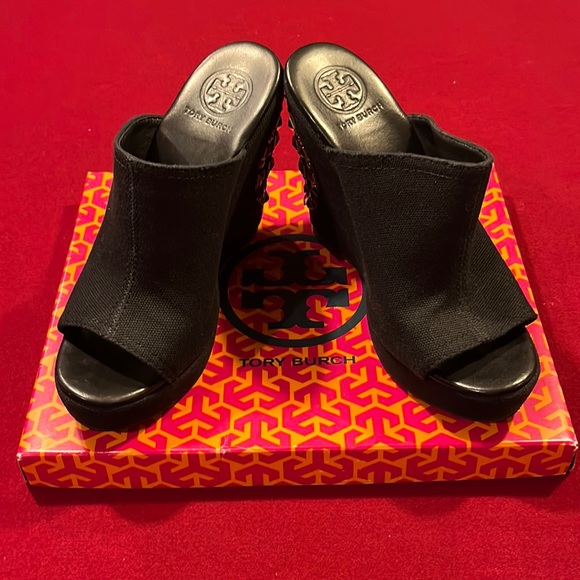 Tory Burch Black Wedges - Picture 1 of 3
